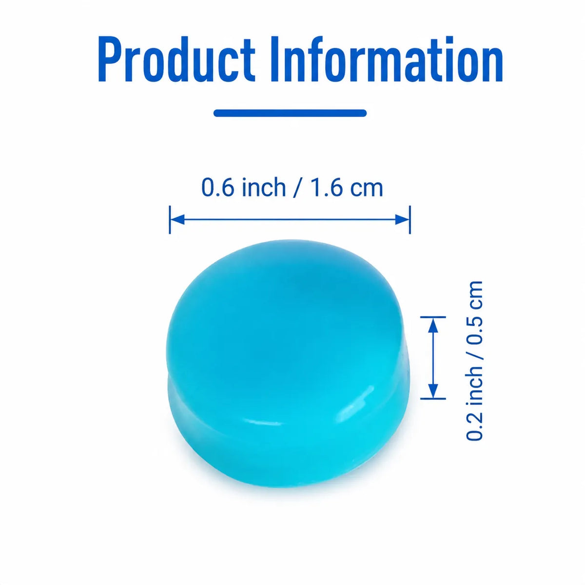 Bouchons d'oreilles en silicone modelable avec dimensions du produit et informations sur la taille.