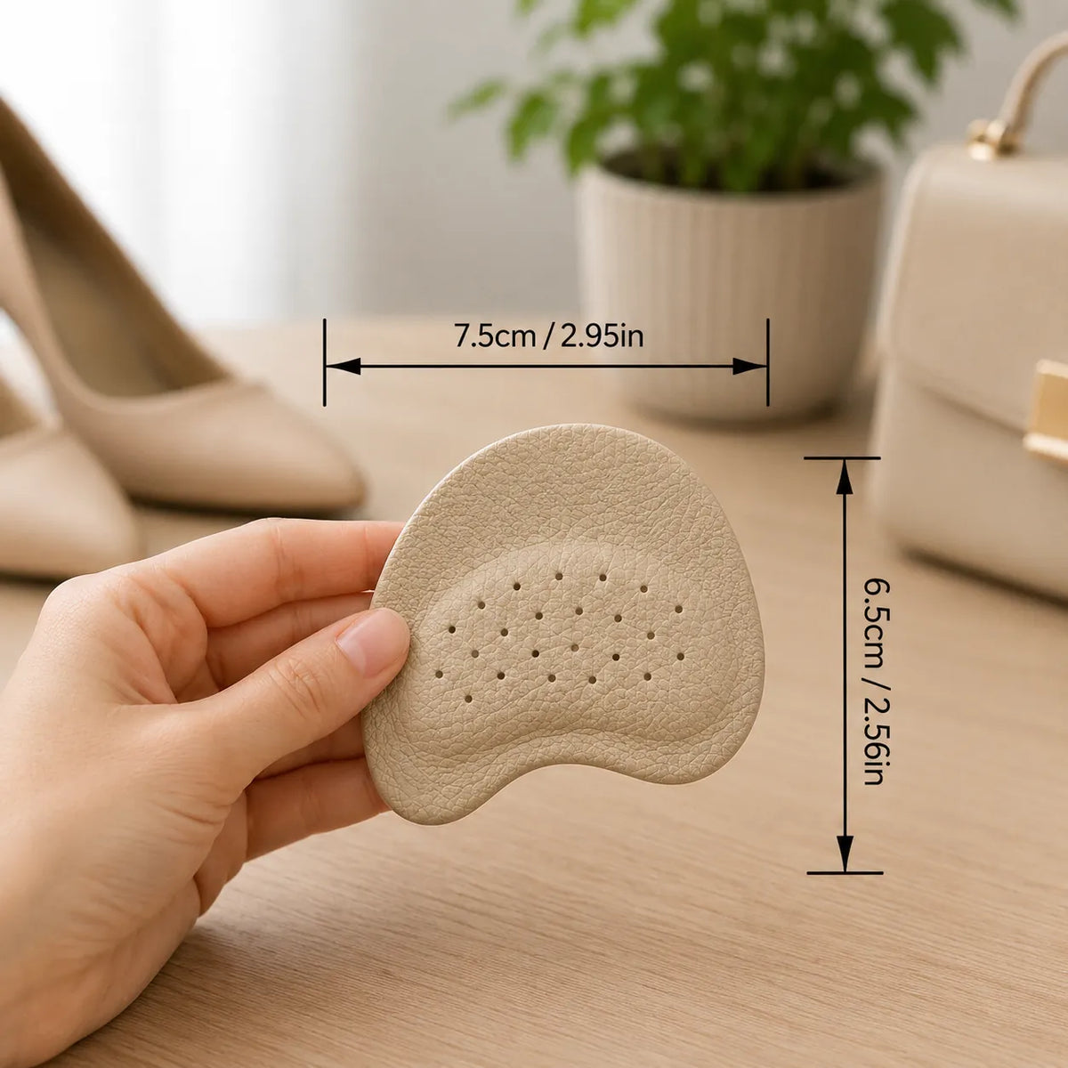 Coussinets doux pour l'avant-pied avec amorti et trous d'aération qui soulagent la plante du pied et augmentent le confort dans les chaussures.