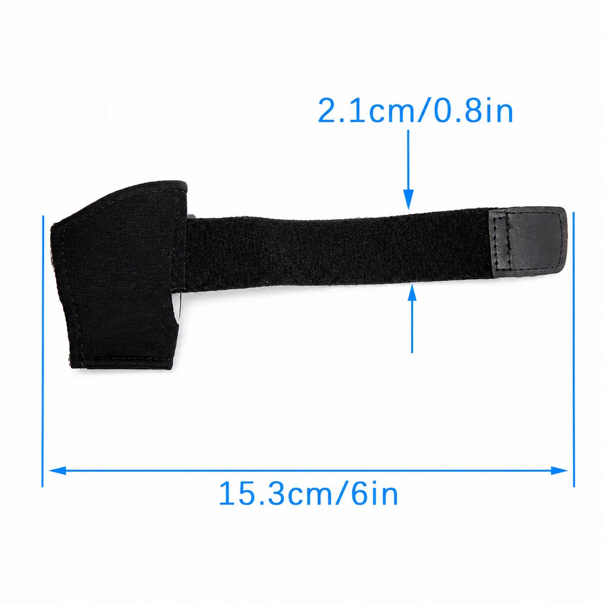 Attelle de doigt ajustable avec dimensions et taille du produit.