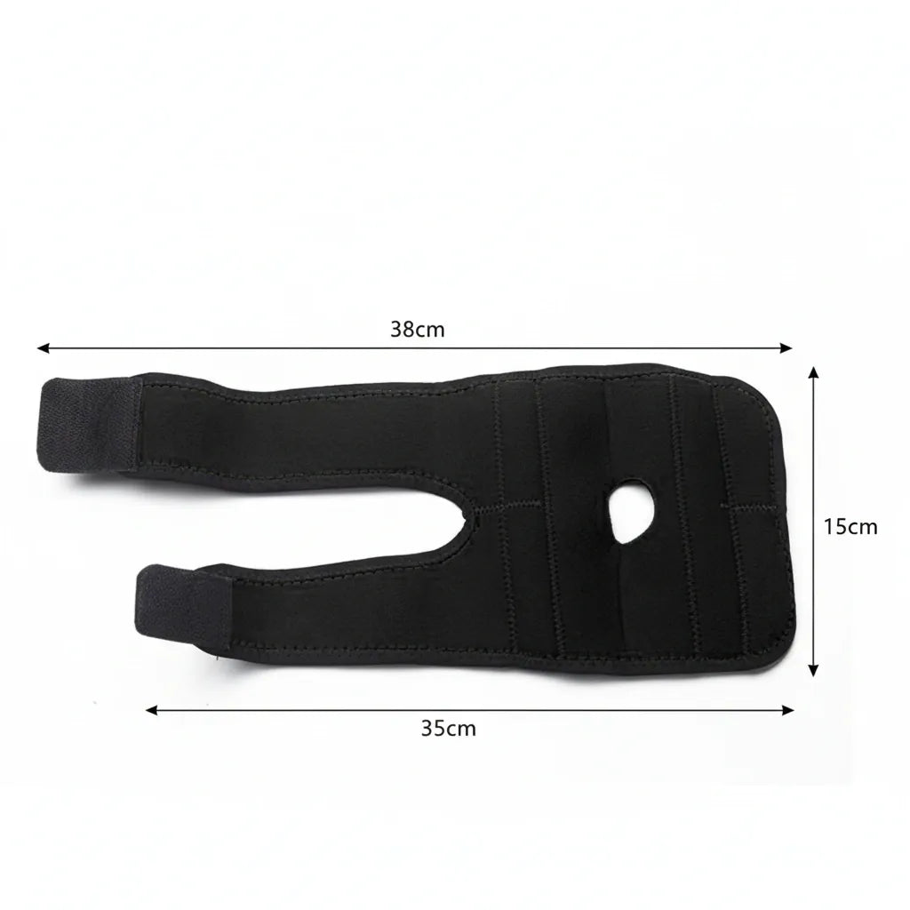 Soutien de coude réglable noir aux dimensions de 38 × 15 cm.