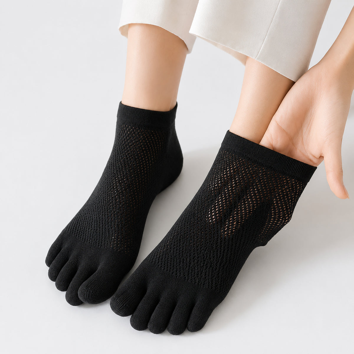Chaussettes à orteils, coloris noir
