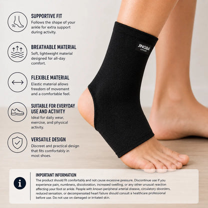 Chaussette de maintien respirante avec maintien de la cheville en matière élastique noire pour le quotidien et l'activité physique.