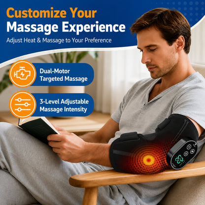 Vous utilisez un support de coude avec un massage réglable à la chaleur et aux vibrations pour un moment de calme.