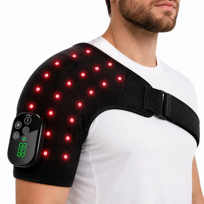 Ceinture d'épaule avec massage et lumière rouge placée sur l'épaule.
