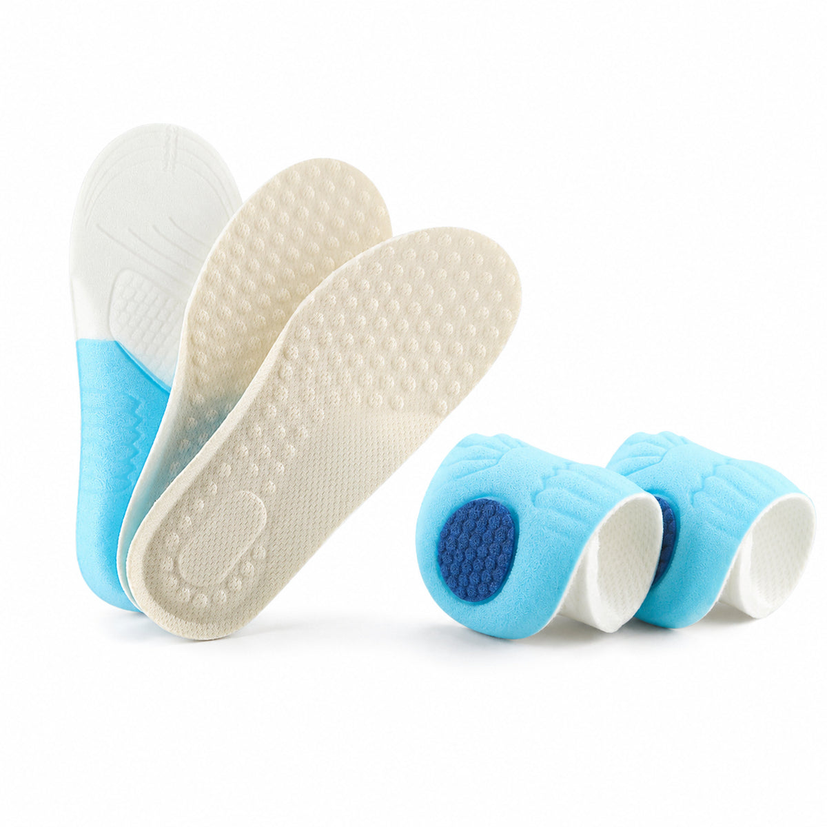 Semelles pour enfants avec coussinets de talon amovibles sur fond blanc