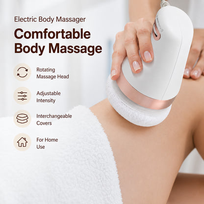 Machine de massage à la cellulite avec tête de massage rotative et couvercle remplaçable, présentée lors du massage corporel.