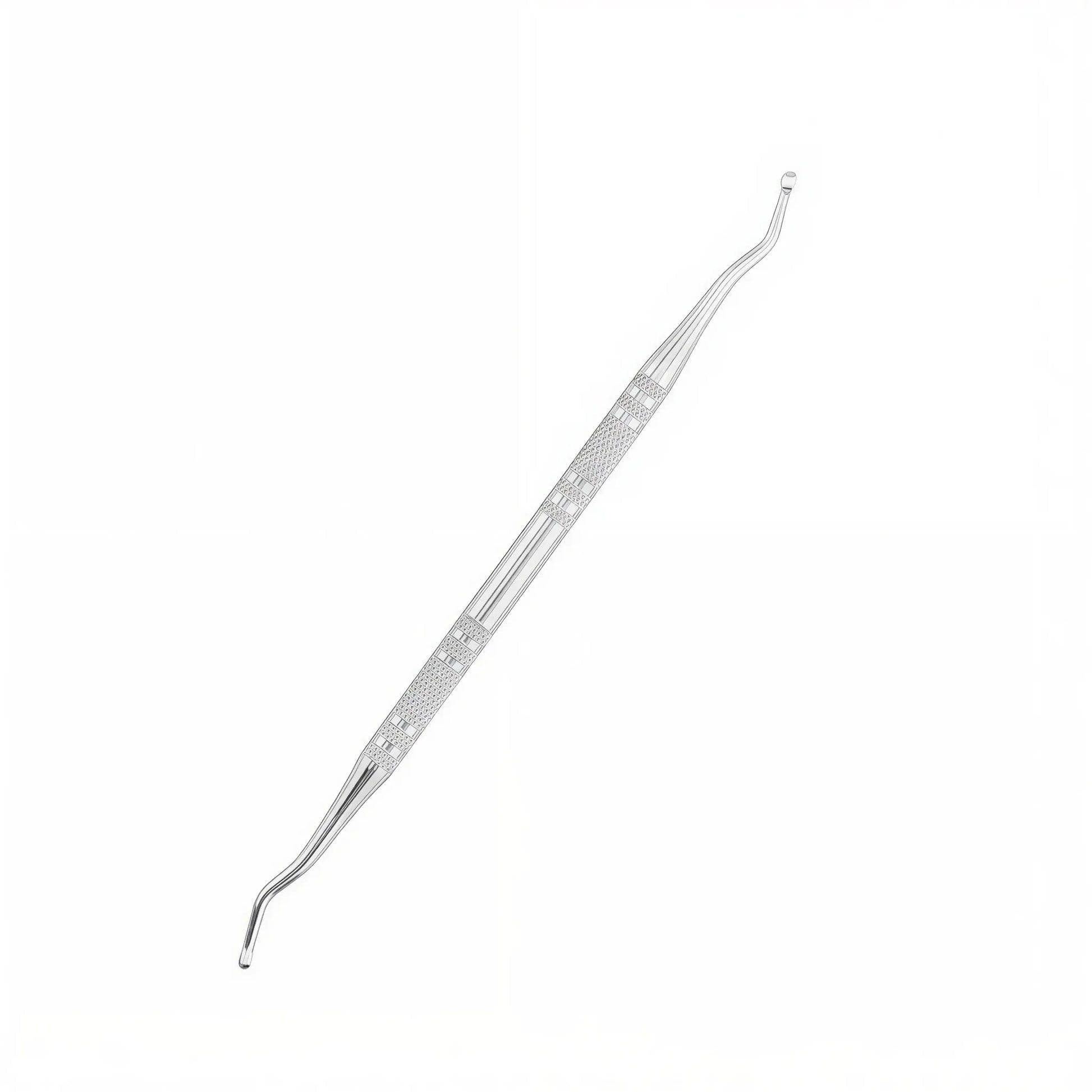 Outil contre l'ongle incarné en acier inoxydable sur fond blanc