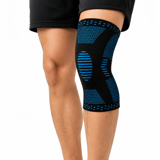 Genouillère élastique avec compression et soutien stabilisateur pour l'articulation du genou.