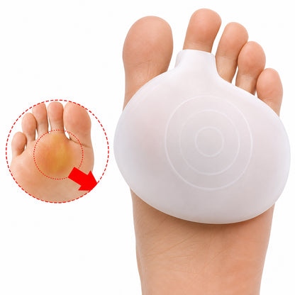 Protection en silicone pour l'avant-pied avec boucle pour orteil qui soulage la plante du pied et amortit la pression en marchant.