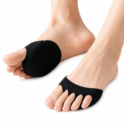 Coussinet pour l'avant-pied avec cinq boucles pour orteils offrant amorti et soulagement sous l'avant-pied et réduisant la pression en marchant.
