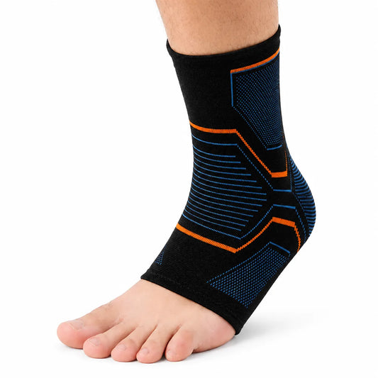 Chaussette de compression pour fasciite plantaire à compression ciblée offrant soutien, stabilité et soulagement de la cheville et de la voûte plantaire.