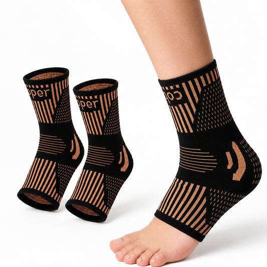 Chevillère de compression avec compression ciblée et soutien renforcé pour la cheville.