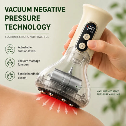 Masseur Gua sha avec fonction de vide réglable et conception portable.