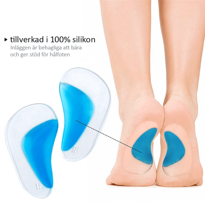 Närbild på hålfotstödets form och material