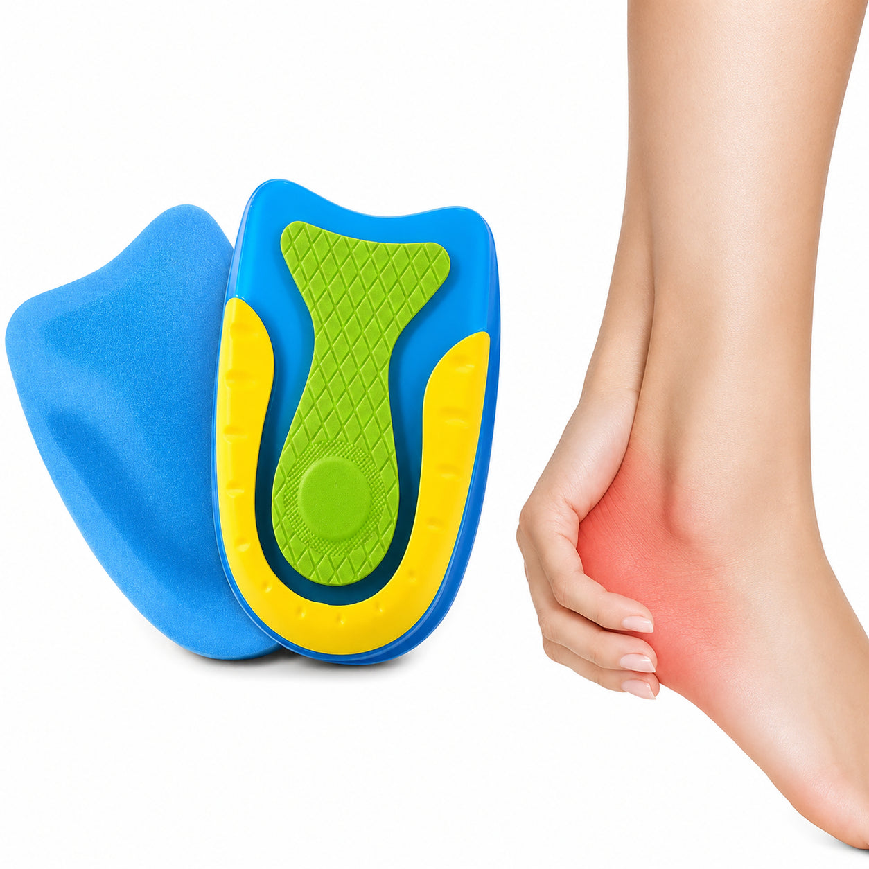 Coussinets de talon en gel offrant amorti et soulagement en cas d'épine calcanéenne, de douleur au talon et de charge sur le talon.