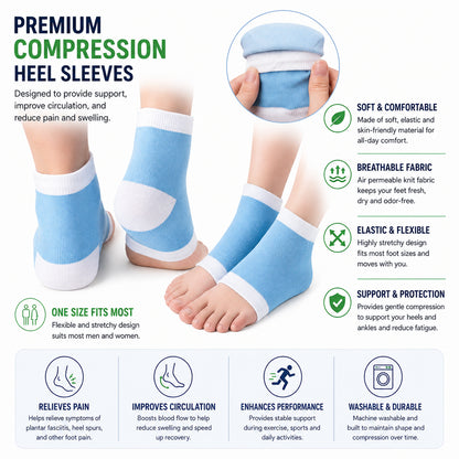 Chaussettes pour épine calcanéenne avec coussin en gel et présentation des caractéristiques et avantages du produit.