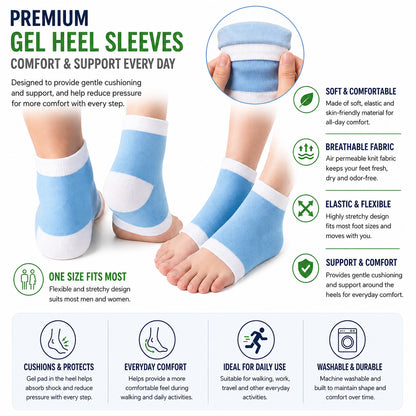 Chaussettes épaisses au talon avec coussin en gel qui offre un amorti doux et un soutien confortable autour du talon lors de l'utilisation quotidienne.