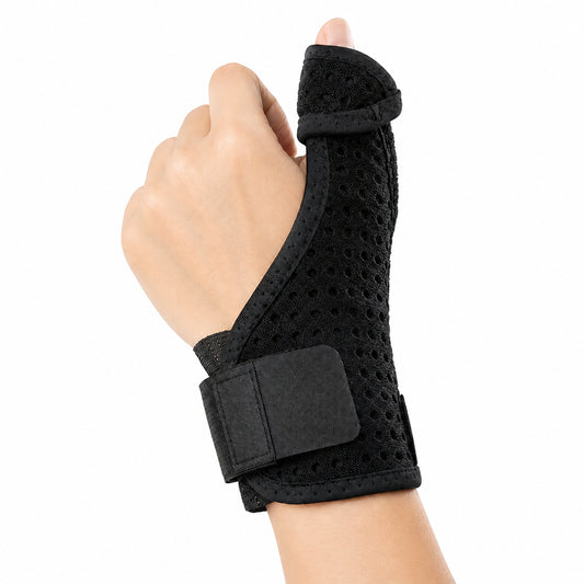 Orthèse de pouce avec sangle de poignet réglable qui stabilise le pouce, soulage l'articulation du pouce et apporte un soutien en cas de douleur ou de blessure.