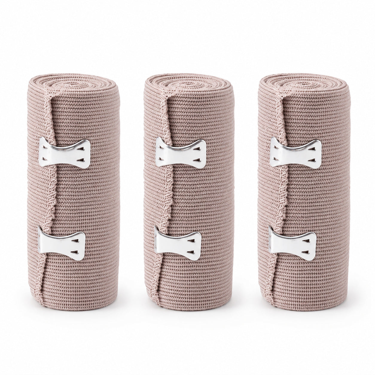 Bandages de compression élastiques avec boucles métalliques en lot de 3 pour un soutien et une compression réglables.