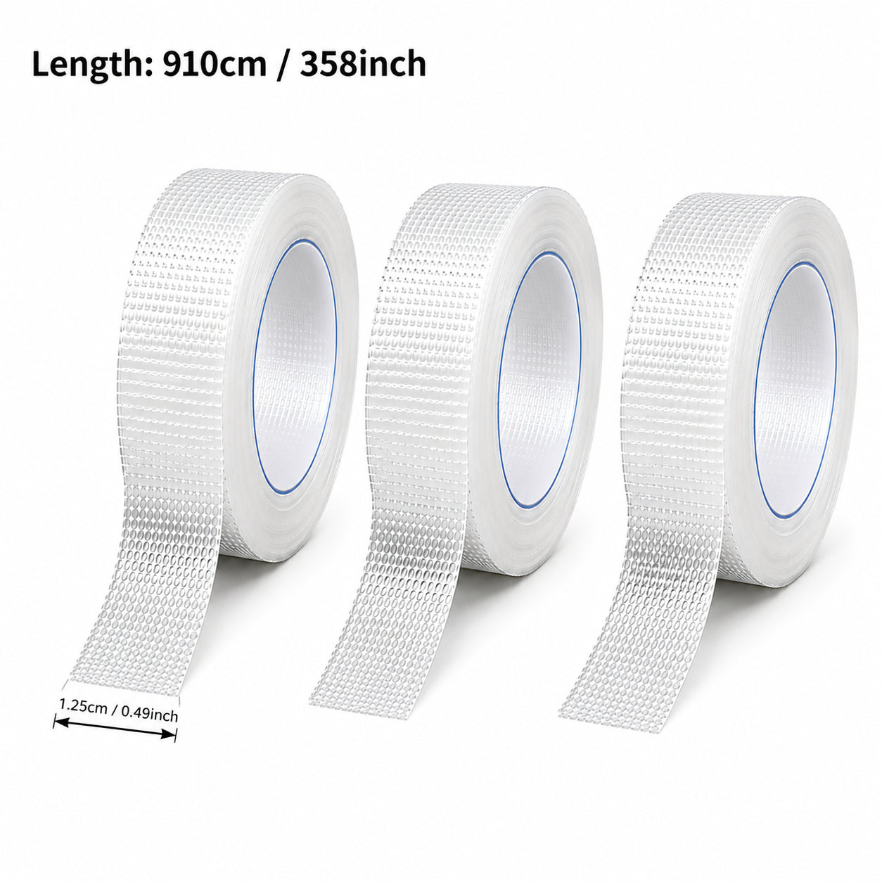 Photo du produit montrant le ruban adhésif médical transparent en lot de 3 avec dimensions de longueur et de largeur.