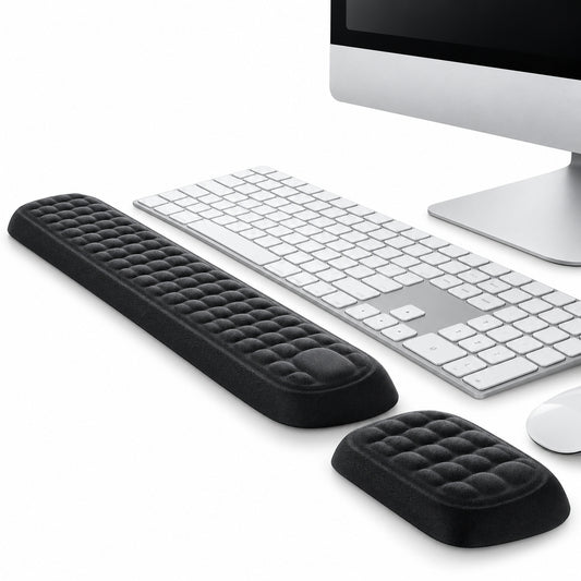 Repose-poignet et repose-souris ergonomique en mousse à mémoire de forme pour plus de confort au bureau.
