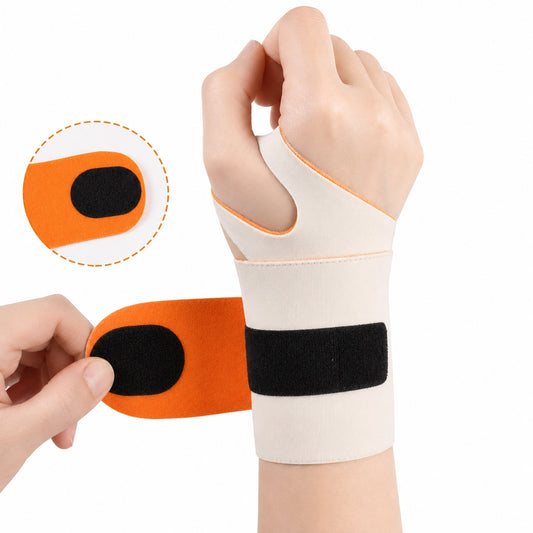 Attelle de poignet de compression souple avec fermeture velcro réglable et soutien du pouce.