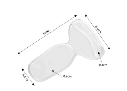 Image des tailles de la semelle de protection en silicone pour épine calcanéenne, avec dimensions.