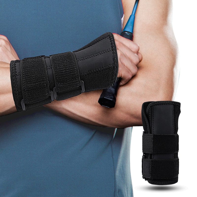 Stabilt handledsbandage med skenor som bärs på underarmen vid träning för ökad stabilitet