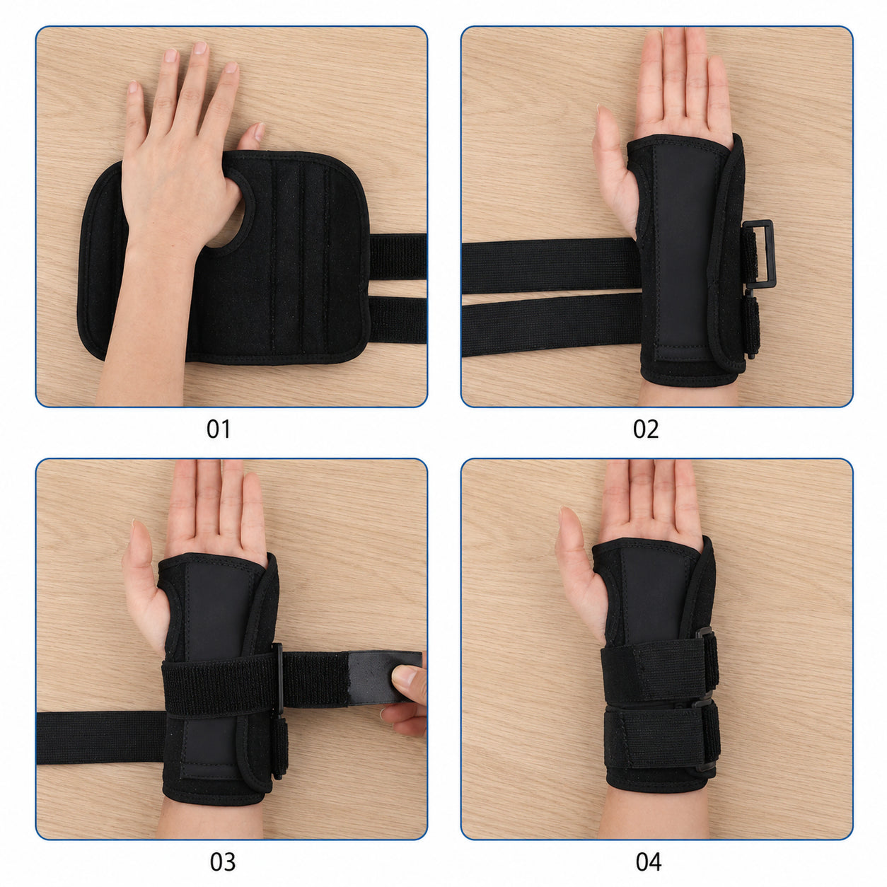 Guide étape par étape pour mettre le bandage de poignet stable.