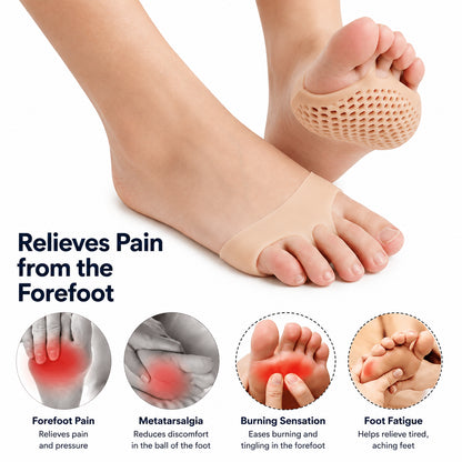 Coussinets pour l'avant-pied en silicone qui soulagent la plante du pied et amortissent la pression au niveau de l'avant-pied.
