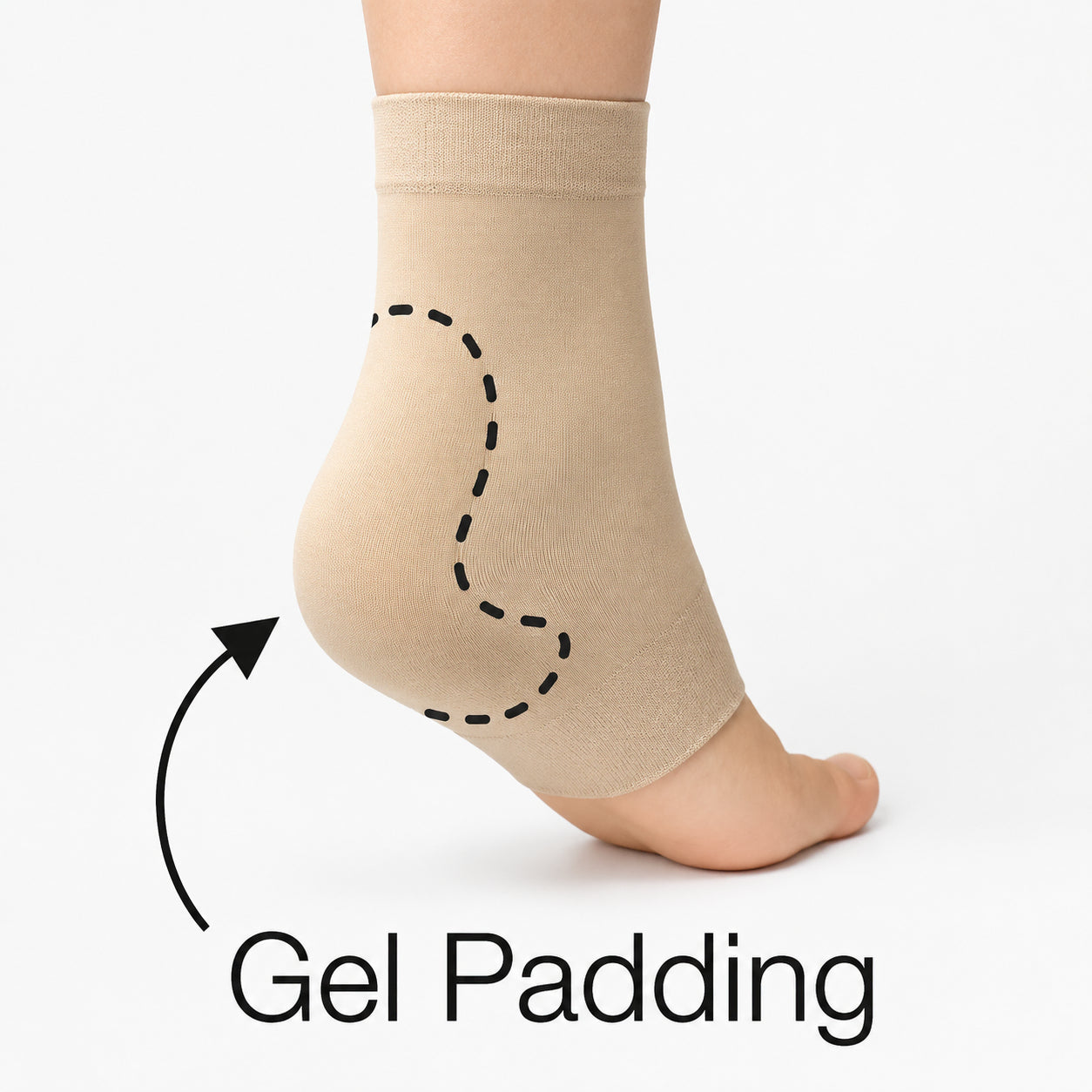 Chaussette de soutien pour épine calcanéenne avec coussin en gel doux au talon pour plus d'amorti et de confort.