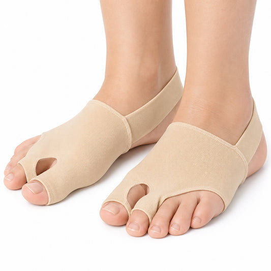 Soutien pour hallux valgus avec bande de correction élastique qui aide à redresser le gros orteil, apporte un soutien et réduit la pression sur l'articulation du gros orteil.
