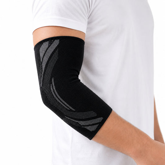Manchon de compression pour épicondylite (tennis elbow) avec compression ciblée et ajustement élastique.