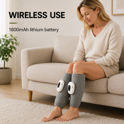 Massage des mollets sans fil avec technologie de compression et batterie au lithium rechargeable de 1800 mAh pour une utilisation à la maison.