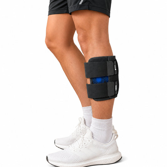 Soutien de mollet avec compression et bandes velcro réglables pour un soutien ciblé et la récupération du muscle du mollet.